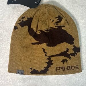 Palace x Oakley Graphic Beanie Brown OSFM Streetwear Knit Hat Made in Korea